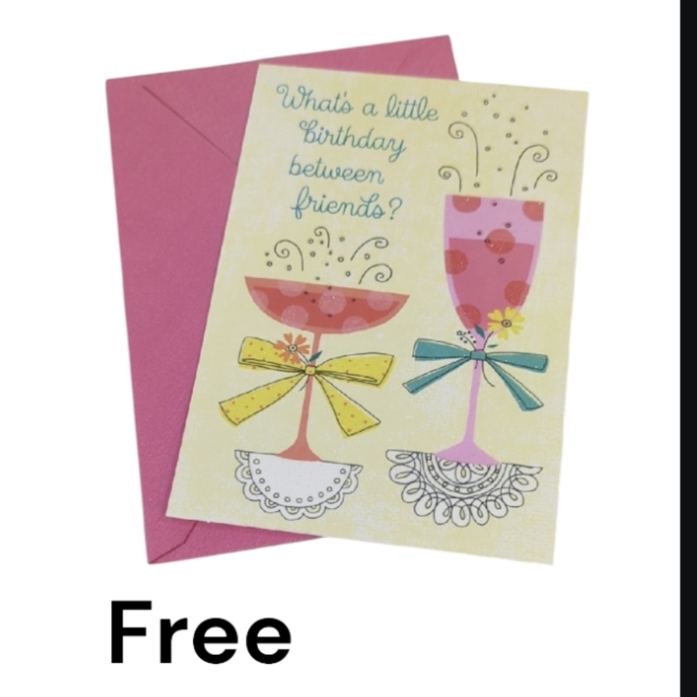 Free With Purchase Friend Birthday Card with Pink Envelope